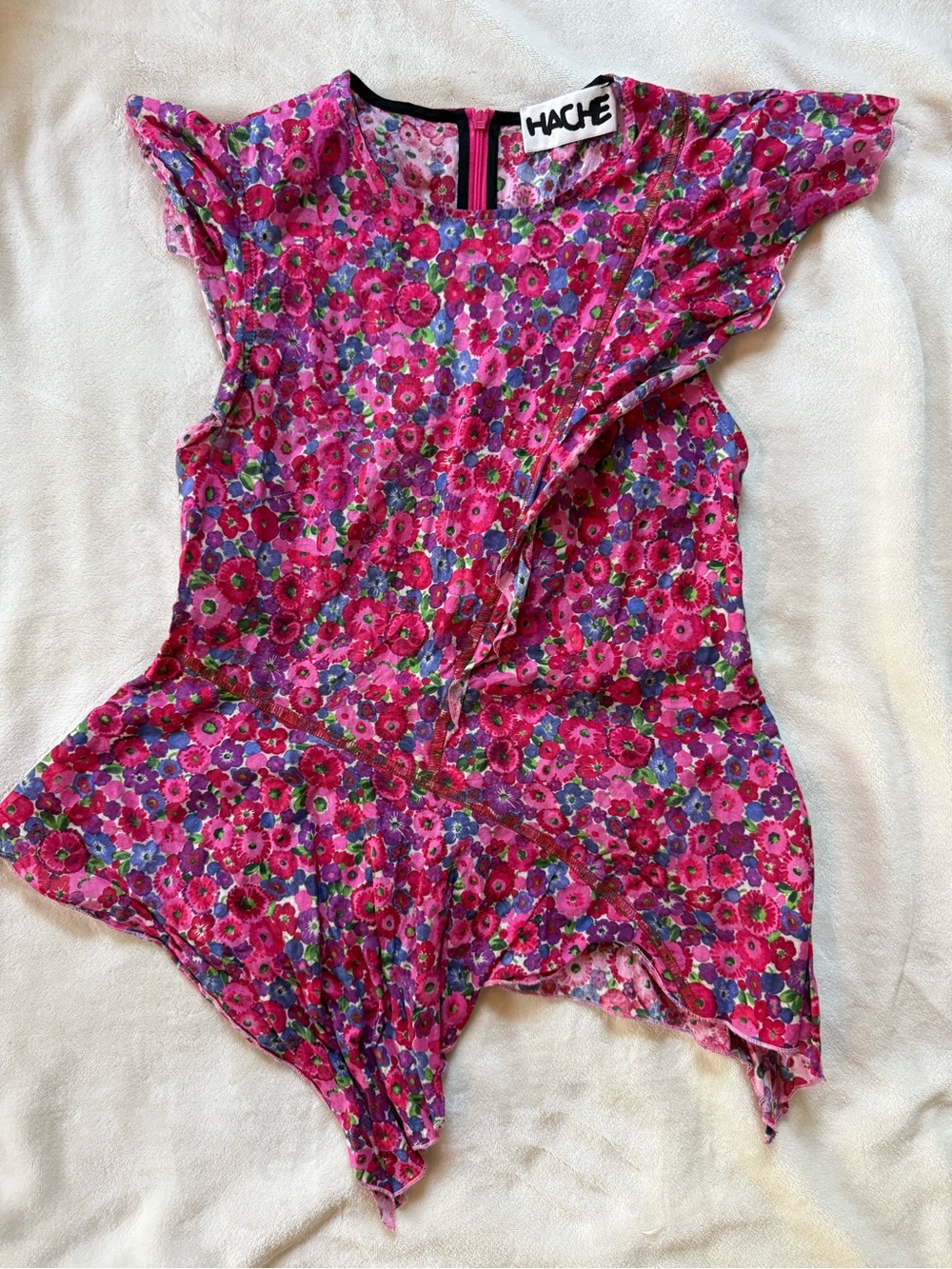 HACHE Asymmetrical Floral Blouse